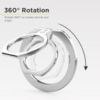 PureGear Magnetic Phone Grip Ring Stand, Magnetic Phone Ring Holder for MagSafe iPhone 16, 16Pro, 16Plus, 16ProMax, 15, 15Plus, 14, 14Pro, 14Pro Max, 13, 12, Adjustable Kickstand (Chrome Silver)