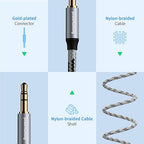 Aux Cable (20 ft), [Copper Shell, Hi-Fi Sound] 3.5 mm Male to Male Braided Auxiliary Cord Compatible with Headphone, Smartphone, Home/Car Stereo, Speaker, Echo & More