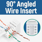 Everest easyJACK - 90° Angled Speed Termination Keystone Tool Set - with 20-Pack of RJ45 Cat6 Keystone Jacks in White (Slim Profile Design) - Time Saver Network Punch Down Tool Cat6