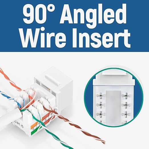 Everest easyJACK - 90° Angled Speed Termination Keystone Tool Set - with 20-Pack of RJ45 Cat6 Keystone Jacks in White (Slim Profile Design) - Time Saver Network Punch Down Tool Cat6
