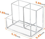 Pen Holder for Desk, Clear Acrylic Pencil Holder for Desk, Marker Holder with 3 Compartments, Pencil Organizer for Home, Office, Classroom, Bathroom