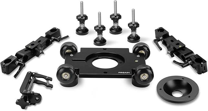 PROAIM Polaris Mini Portable Video Camera Dolly w Universal Track Ends | Mitchell & 75mm Bowl Mount | Compatible Track Rail Diameter – Ø 32‐34mm | Offers Payload of 34kg / 75lb (DL-PLRS-M01)