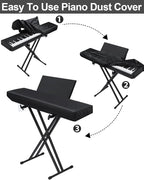 Stretchy Electric Piano Keyboard Covers - Waterproof Elastic Lock Music Keyboard Protector (61 Keys, Black)