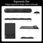 UnivoColors Design-Wave Set of Keyboad Wrist Rest & Mouce Pad,Artificial Sheepskin+Memory Foam+Ergonomic+Anti-Slip Gel, Resilience Support During Work and Gaming,Keyboard Accessory,Black