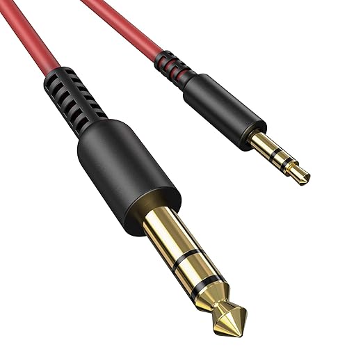 OneOdio 6.35mm to 3.5mm 6.6-9.8FT Stereo Adapter Cable Compatible with AMPs, Electronic Keyboards, Mixers, Guitars and Pro10/Pro30/Pro50 Headphones of OneOdio-Red