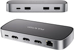 3 HDMI Triple USB C Docking Station, PULWTOP Laptop Docking Station Dual 4K Display for MacBook M1/M2/M3/Windows, Universal USB C Dock with Power Adapter, PD, 10Gbps USBC/A Data,2 USB-A 2.0, Ethernet