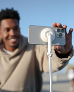 KraftGeek Magnetic Phone Tripod for iPhone MagSafe – 66'' Automatic Selfie Stick with Remote, Portable Tripod Stand for Video Recording, Travel, Vlogging (White)