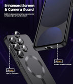 Magnetic for Samsung Galaxy S24 FE Case [Compatible with MagSafe][Built-in Camera Lens Protector] Slim Soft Silicone Bumper Shockproof Metallic Luster Phone Cover (Black)