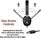 Cyber Acoustics CA Essential USB Headset (HS-2000) – Professional Headset for Calls & Music, All-Day Comfort, Integrated Ear Cup Controls, Optimized for UC Platforms
