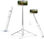 TELESIN 70" Phone Tripod Stand, Gravity-Activated Auto-Open Selfie Stick, Extendable Cell Phone Stand with Magnetic Bluetooth Remote, 360° Adjustable Travel Phone Tripod for iPhone/Android