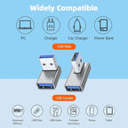 AreMe 90 Degree USB 3.0 Adapter 4 Pack, Up and Down Angle, Left and Right Angle USB A Male to Female Converter Extender for PC, Laptop, USB A Charger, Power Bank and More (Grey)