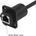 CERRXIAN 35cm RJ45 Male to Female Cat5 5e 6 Waterproof Panel Mount LAN Network Ethernet Extension Cable with Cap