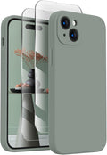 FireNova Designed for iPhone 15 Plus Case, Silicone [Camera Protection] Case with [2 Screen Protectors], Soft Anti-Scratch Microfiber Lining Inside, 6.7 inch, Calke Green