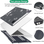 for MacBook Air 13.6 inch Case 2025 2024 2023 2022 Release M4 A3240 M3 A3113 M2 A2681, Black Printed Plastic Hard Shell Case Cover for Mac Air 13.6 M4 Chip Touch ID, Astronauts Space Dog