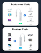 Nulaxy Air in-Flight Bluetooth Wireless Audio Transmitter Receiver for up to 2 AirPods & Wireless Headphones, Bluetooth Adapter for All 3.5mm Jacks on Airplanes, Gym Equipment, TVs & Gaming Consoles