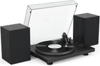 Udreamer Vinyl Record Player, Turntable with 40W Speakers, Bluetooth Input Output and USB Record, Vintage LP Player with AT-3600L Cartridge, Built-in Phono Preamp, Counterweight and Pitch, Black