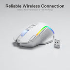 Redragon M810 Pro Wireless Gaming Mouse, 10000 DPI Wired/Wireless Mouse w/Rapid Fire Key, 8 Macro Buttons, 45-Hour Power Capacity and RGB Backlit for PC/Mac/Laptop