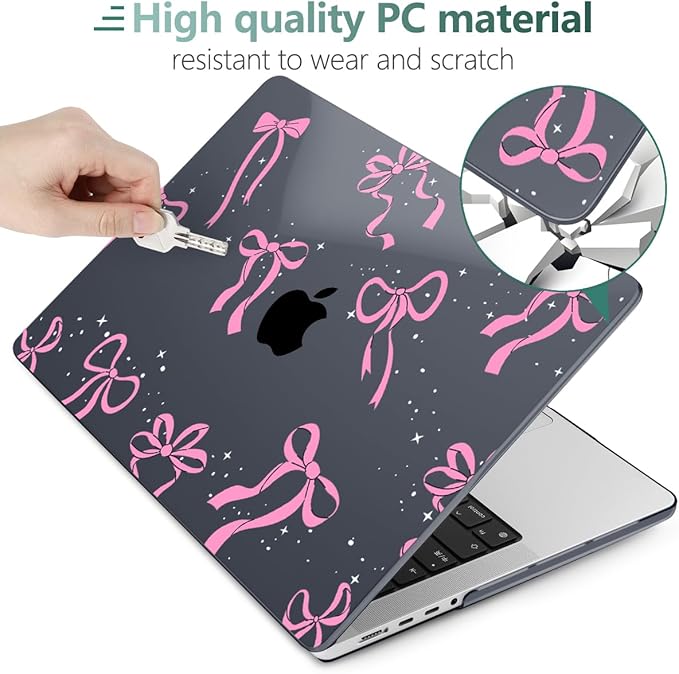 DONGKE for M4 MacBook Pro 16 Inch Case 2024 2023 2021 A3403 A3186 M3 A2991 M2 A2780 M1 A2485 Pro/Max Chip, Plastic Hard Shell Case & Keyboard Cover for Mac Pro 16 with Touch ID, Bows & Stars