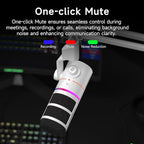 COMICA EJoy D10(A) USB Gaming Microphone – Boom Arm Mic with Noise Cancellation, XLR/USB-C, Real-Time Monitoring, Muting, RGB Professional Studio Mic for Gaming, Streaming, Podcast, Recording (White)