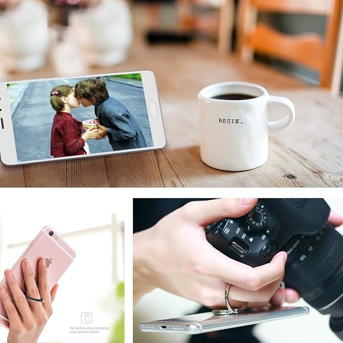 Bonoma Phone Ring Grip, 3 Pack Geometric Marble 360 Degree Rotation 180 Degree Flip Finger Ring Stand Holder Compatible with Smartphones and Tablets