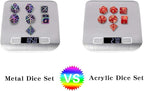 Purple Metal Dice Set D&D, DNDND 7 Die Enamel Polyhedral DND Dice Set with Metal Tin for Dungeons and Dragons and Role Playing Game