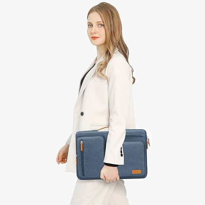 MOSISO 360 Protective Laptop Case 16 inch, 15-15.6 inch Laptop Sleeve Compatible with MacBook Pro 16, HP, Acer, Dell, Lenovo, ASUS, Side Open Carrying Case with 4 Zipper Pockets&Handle, Haze Blue