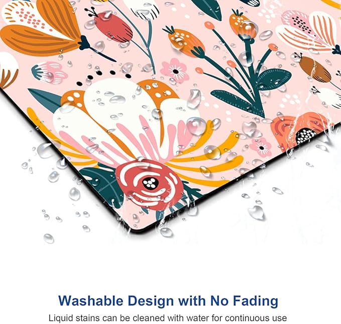 Pink Cute Flower Mouse Pad, Floarl Mouse Pad Custom Design, Square Waterproof Mouse Pad Non-Slip Rubber Base MousePads for Office Laptop, 9.5x7.9x0.12 Inch