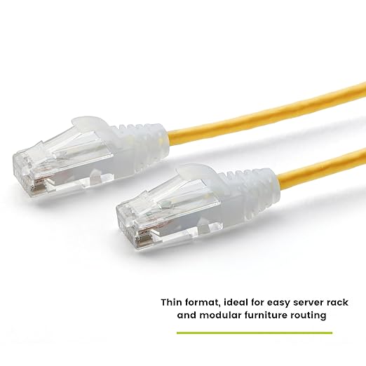 TRUECABLE Cat6 Component Rated Patch Cable, Unshielded (U/UTP), 5ft, Yellow, 28AWG Solid Copper, Snagless 10G High-Speed Ethernet Cable, PoE++ 4PPoE 100W, UL Listed, RoHS-3, 5 Pack