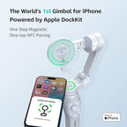 MOGO Only for iPhone, Gimbal Stabilizer for iPhone, [Apple MFi Certified] Cell Phone Gimbal Stabilizer with 360 Degree Tracking for Video Recording, NFC Pair and Magnetic for iPhone 16 Pro Max