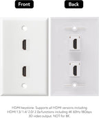 HDMI Wall Plate, 2 Port 4K HDMI Keystone Female to Female Wall Plate-White