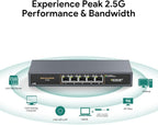 Ethernet Switch 2.5 Gigabit, 5 Ports Multi-Gigabit Ethernet Switch, Unmanaged, Fanless, Plug & Play, Reliable Network Splitter, Ideal for Gaming, NAS, PC, Silent, Desktop/ Wall Mount, Metal Design