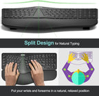 Arteck Split Ergonomic Keyboard with Cushioned Wrist and Palm Rest, 2.4G USB Wireless Comfortable Natural Ergonomic Split Keyboard, for Windows Computer Desktop Laptop