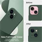 FireNova Designed for iPhone 15 Plus Case, Silicone [Camera Protection] Case with [2 Screen Protectors], Soft Anti-Scratch Microfiber Lining Inside, 6.7 inch, Alpine Green