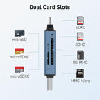 Acer SD Card Reader USB C, Dual Slots USB 3.0 Type C to Micro SD Card Adapter, Memory Card Reader for MicroSD, SDHC, SDXC, Compatible with Laptop, PC, iPhone16/15, MacBook, iPad Pro, Android-Midnight