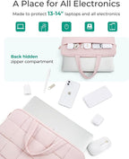 BAGSMART 13-14 Inch Laptop Case, Portable Puffy Laptop Sleeve with Handle, Compatible with MacBook Air/Pro 13.3 13.6 Inch M4 M3 M2 M1, Computer Sleeve Fitted with Dell,HP, Pink
