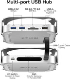 M-ac Mini M4 Dock with 4TB Sam-Sung T7 Portable SSD Enclosure(SSD NOT Included), 7-in-1 Aluminum Hub & Stand for Mac mini M4 and M4 Pro 2024, 10Gbps USB A 3.2, 15CM USB C Cable, SD/TF 4.0 Card Reader