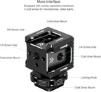 3 Port Cold Shoe Mount with 1/4"-20 Thread for Camera Cage Flash LED Monitor Microphone etc., Aluminum Camera Triple Cold Shoe Extension Bracket Compatible with Nikon, Canon, Sony..DSLR/SLR