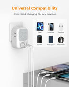 TESSAN USB Charger Block, Wall Plug Adapter with Electrical 4 Box Splitter 3 USB Wall Charger Ports, Multi Plug Outlet Extender Charging for Cruise, Travel, Office, Dorm Essentials