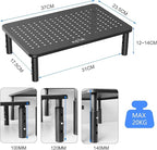 suptek Computer Monitor Stand Riser,Monitor Riser for Laptop, Printer, Notebook and All Flat Screen TV Display with Vented Platform,3 Height Adjustable Laptop Riser,1 Pack,Black(MST003)