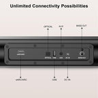 Hiwill 2.1CH Dolby Atmos Soundbar with Subwoofer, 200W Peak Power, Home Theater Sound Bar for Smart TV, Adjustable Treble and Bass, Clear Dialogue, HDMI eARC/ARC/Opt/BT/AUX, HiElite A21