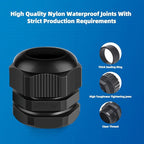 Cable Gland 2 Pack 1 1/4" NPT Waterproof Adjustable Connector Strain Relief Cord Connectors Joints Nylon with Gaskets…