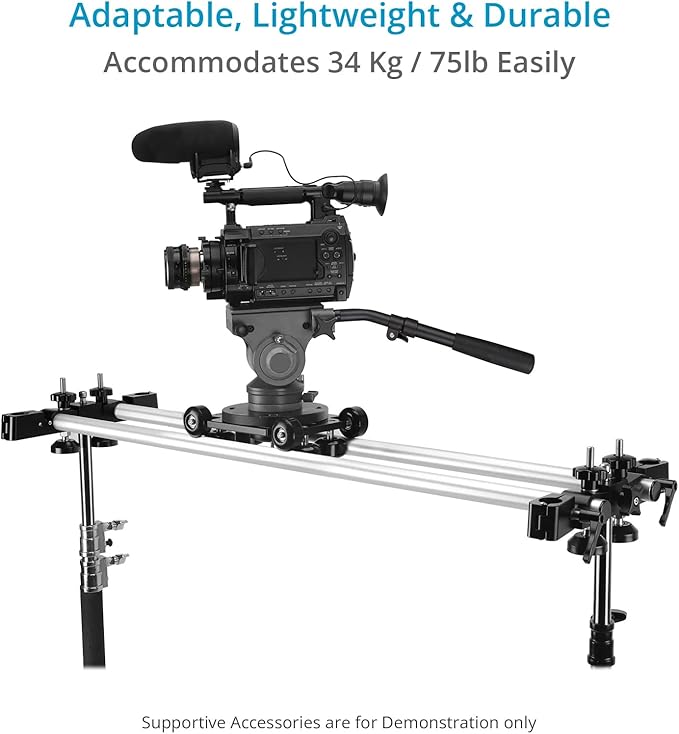 PROAIM Polaris Mini Portable Video Camera Dolly w Universal Track Ends | Mitchell & 75mm Bowl Mount | Compatible Track Rail Diameter – Ø 32‐34mm | Offers Payload of 34kg / 75lb (DL-PLRS-M01)