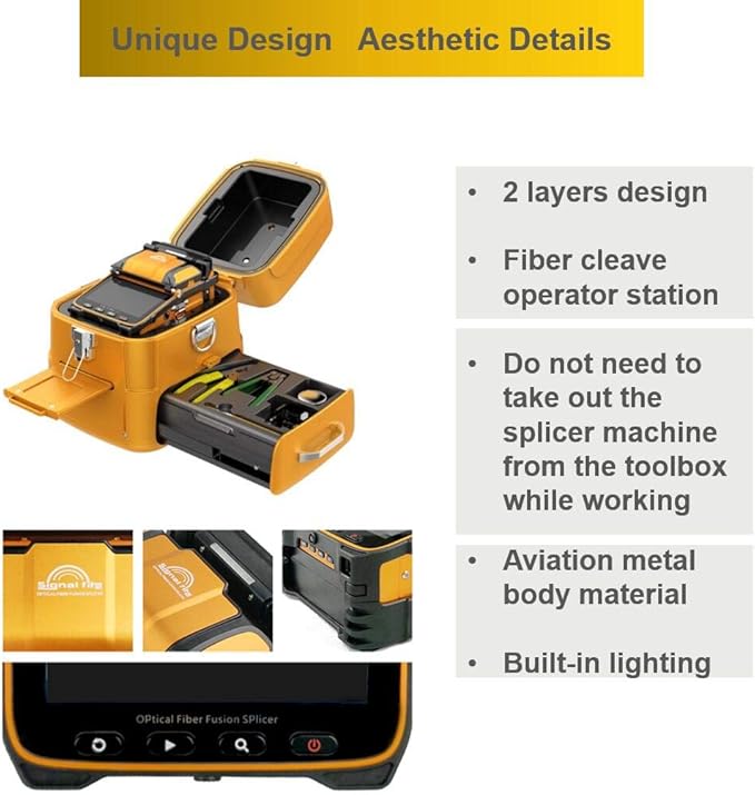 Fusion Splicer AI-9 Toolbox Kit with Auto Focus and 6 Motors for Trunk Line Construction, AI-9 Fusion Splicer Fiber Optic with Tutorial Video for Cable Splicing Projects