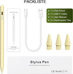 Pen for iPad 2018-2025, HATOKU 15 Mins Fast Charging Pencil 1st Gen with Tilt & Palm Rejection Compatible with iPad Air 3/4/5/M2/M3, iPad mini 5/6, iPad 6/7/8/9/10/11, iPad Pro 11"/12.9"/M4 (Yellow)
