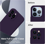 FireNova Designed for iPhone 13 Pro Max Case, Silicone [Camera Protection] Phone Case with [2 Screen Protectors], Soft Anti-Scratch Microfiber Lining Inside, 6.7 inch, Purple