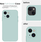 FireNova Designed for iPhone 13 Case, Silicone Upgraded [Camera Protection] Phone Case with [2 Screen Protectors], Soft Anti-Scratch Microfiber Lining Inside, 6.1 inch, Mint Green