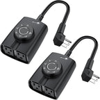 G-Homa Outdoor Timer, Dusk to Dawn Timer, Outdoor Light Timers Waterproof, 2 Grounded Outlets Timers for Christmas Lights, 15A 1/2HP, CSA Listed, Light Sensor Timer 2Pack, Black, OT1004D