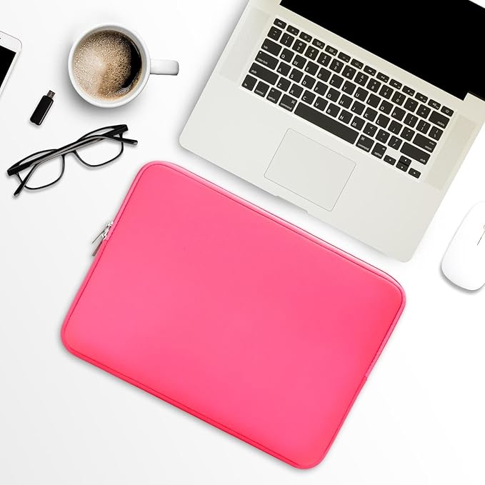 RAINYEAR 11-11.6 Inch Laptop Sleeve Case Soft Lining Carrying Bag Padded Protective Cover Compatible with 11.6" MacBook Air for 11" Notebook Computer Tablet Chromebook (Bright Pink, Upgraded Version)