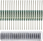 20pcs Glass Reed Switch Reed Contact Normally Open (N/O) Magnetic Induction Switch (2mm×14mm) with 20pcs Multi-Use Magnetic Sheet