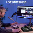 mw-4 black 4Channel Audio Mixer with 99 Sound Effects for PC,Portable Sound Mixing Console with BT USB Recording Input for Live Streaming,Podcasting